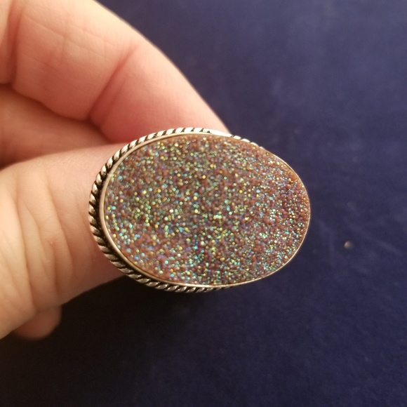 Arora borialis drutzy and sterling silver ring - Picture 6 of 6